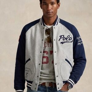 Ralph Lauren Men's Gray and Navy Bomber Jacket